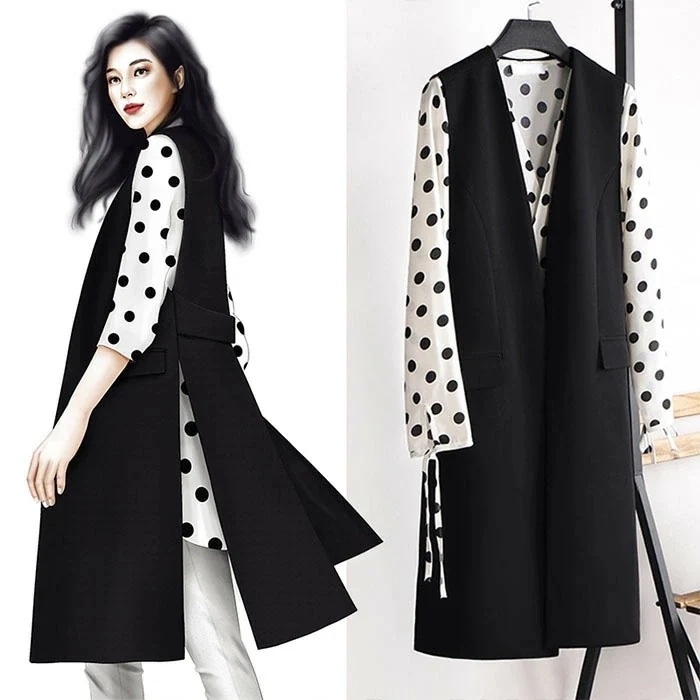 【急速出荷!】ジレ カジュアルコート 春 秋 夏 スーツ ロング ジレ ベスト レディース トレンチベスト ロング丈 アウター 2XL 3XL 4XL 大きいサイズ ブラック ホワイト 母親の日プレゼ 5,349円