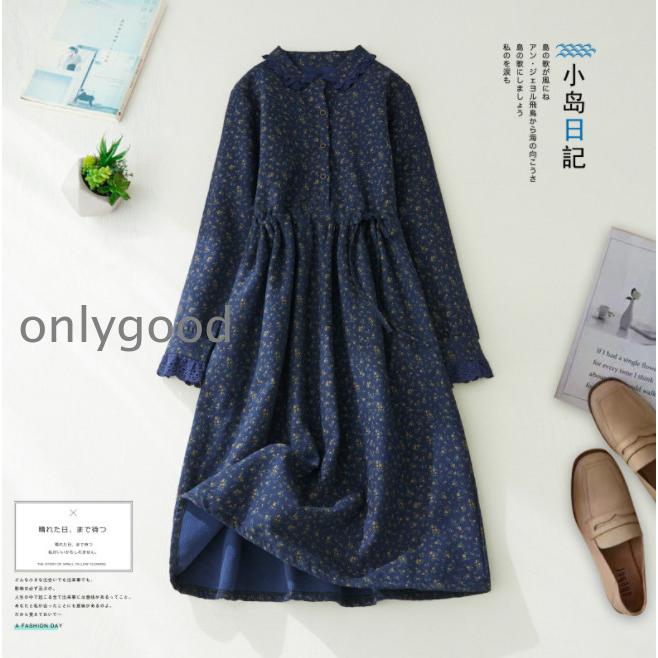 ワンピース レディース 秋 冬 マキシワンピース 長袖 花柄ワンピース 膝丈 きれいめ ワンピース コーデュロイ ロング丈 オシャレ 上品 40代 50代 8色