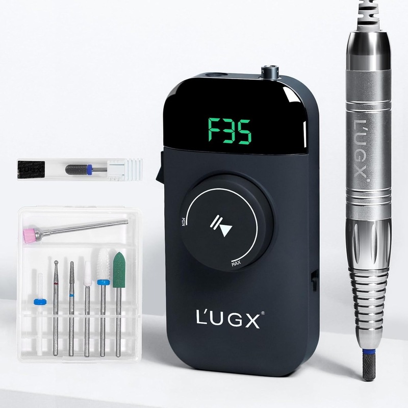 LUGX 電動ネイルマシン ワイヤレス充電式 35000RPM ブラシレス ネイルドリル 研磨 爪磨き 自宅サロン用 低騒音 低振動 8個のビット