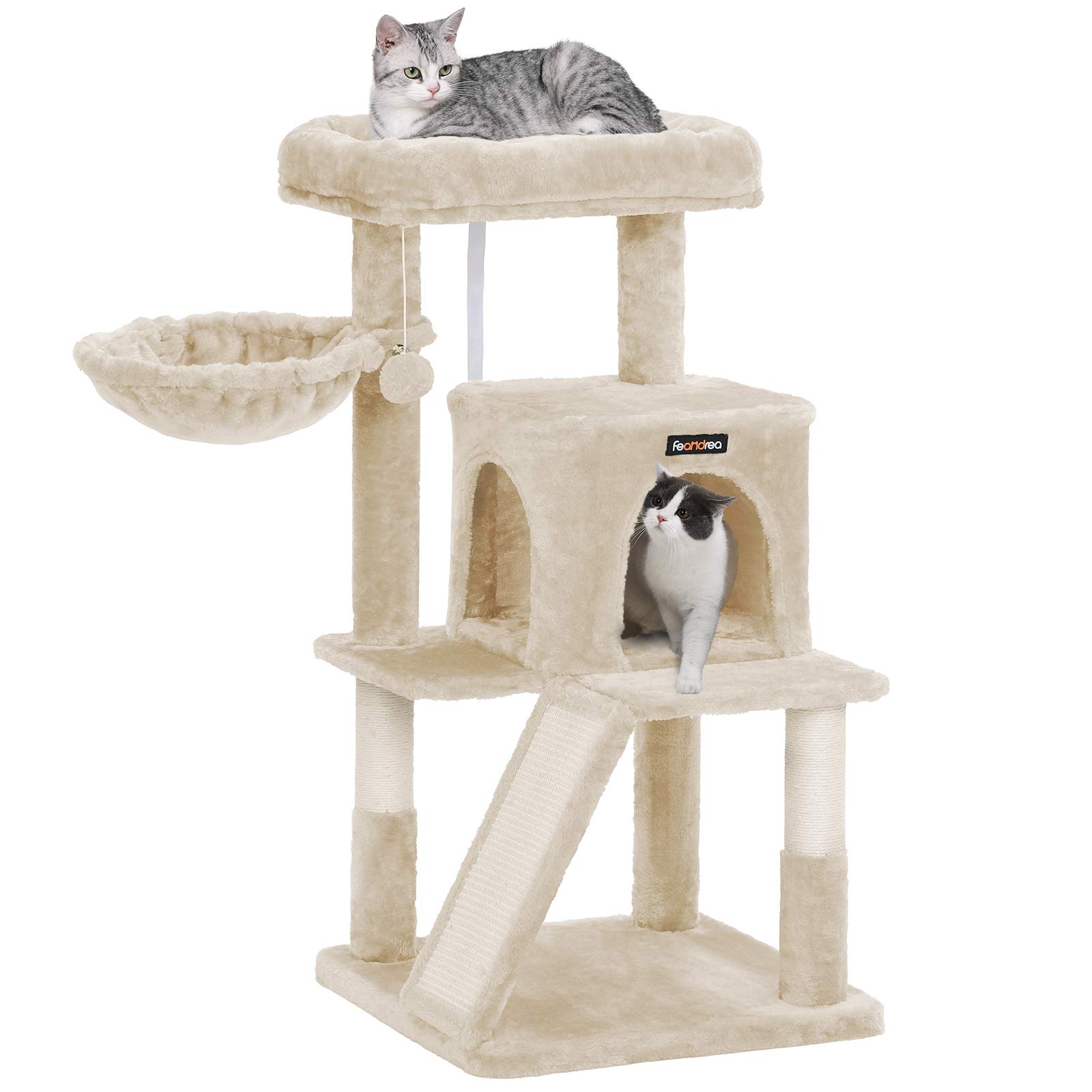FEANDREA キャットタワー 大型猫 ハンモック耐荷重10KG 猫タワー 天然サイザル 広いハウス 多頭飼い 安定性 96cm PCT51MV1 5,624円