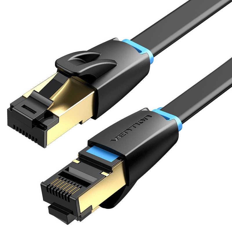 VENTION　LANケーブル 8m ［カテゴリー8 /フラット］ ブラック　IK-9105