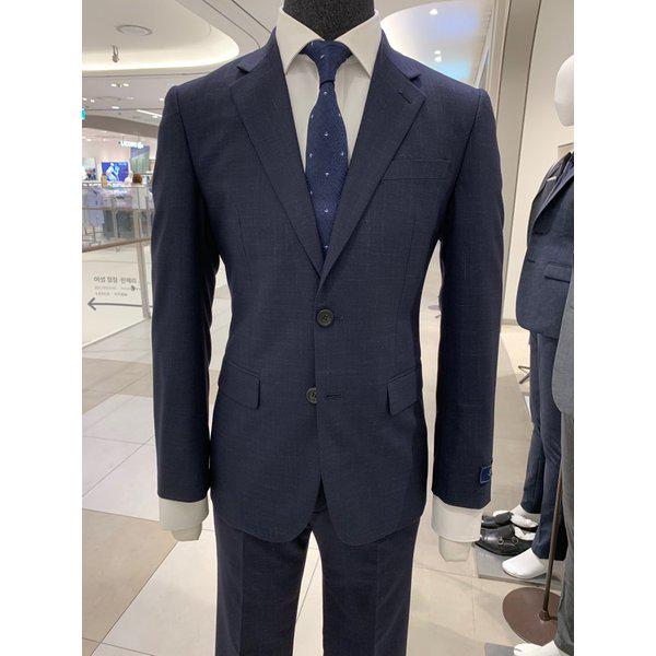 S/S ネイビー スラブ チェック ストレッチ スーツ