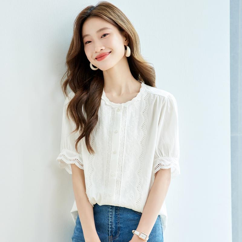 レディース トップス ファッション 上品 オフィス カジュアル 婦人服 おしゃれ 半袖 シフォン シャツ 夏 小さめ 体型カバー Pu シャツ