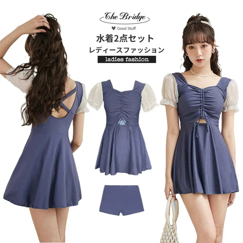 【20点セット】7月の新作特典水着 レディース ワンピース パンツ付き 体型カバー 女子水着 ショーツ付き セパレート フレア袖 スカート パンツ フリル 可愛い 大人女子 20代 30代 二の腕 水