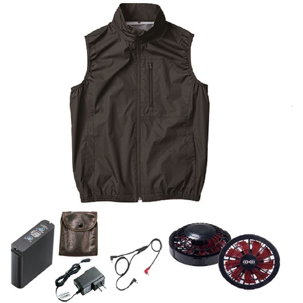 KU92140 空調服 ポリ製 遮熱 立襟 ベスト FAN2200BR/LIPRO2 ブラック 3L 15,575円