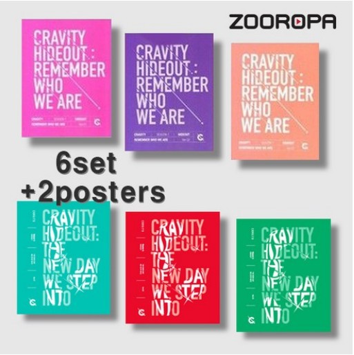 [正品] CRAVITY - SEASON 1 2 HIDEOUT NEW DAY WE STEP INTO REMEMBER WHO WE ARE (6種セット+2ポスター)