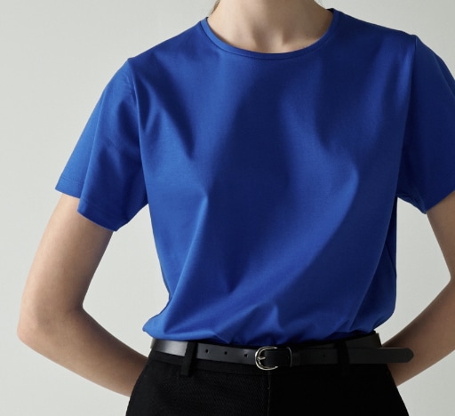 ファサードパターン Silket Double Cotton T-shirt Cobalt Blue