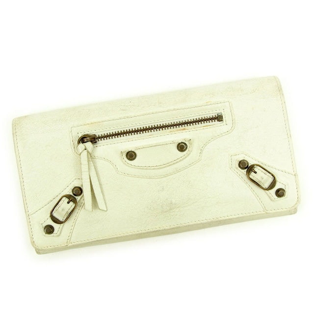 長財布 ファスナー付き長財布 ホワイト 中古