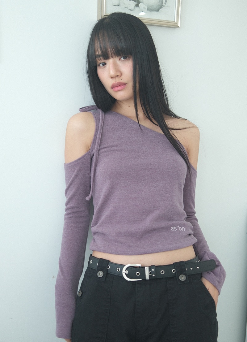 【AS"ON】 MUSE CUT-OUT TEE / PURPLE 正規品