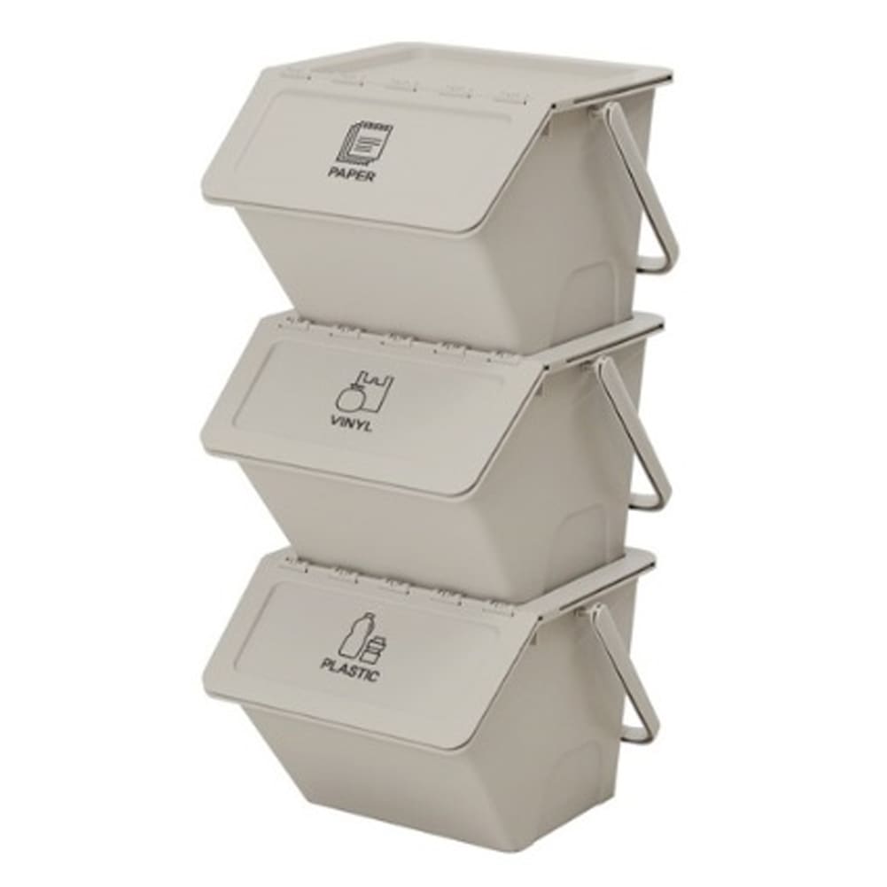 Withmolly 毎日積み重ね可能なオーガナイザーはふた付きのリサイクルビンコンテナハンドルリサイクルステッカーのゴミ箱ラベルツールとおもちゃハンディリサイクラー3パックのビンを保管しま