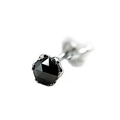 メンズ 片側ピアス 0.25ctブラックダイヤモンド/プラチナ Mサイズ送料無料 04E12PS/M