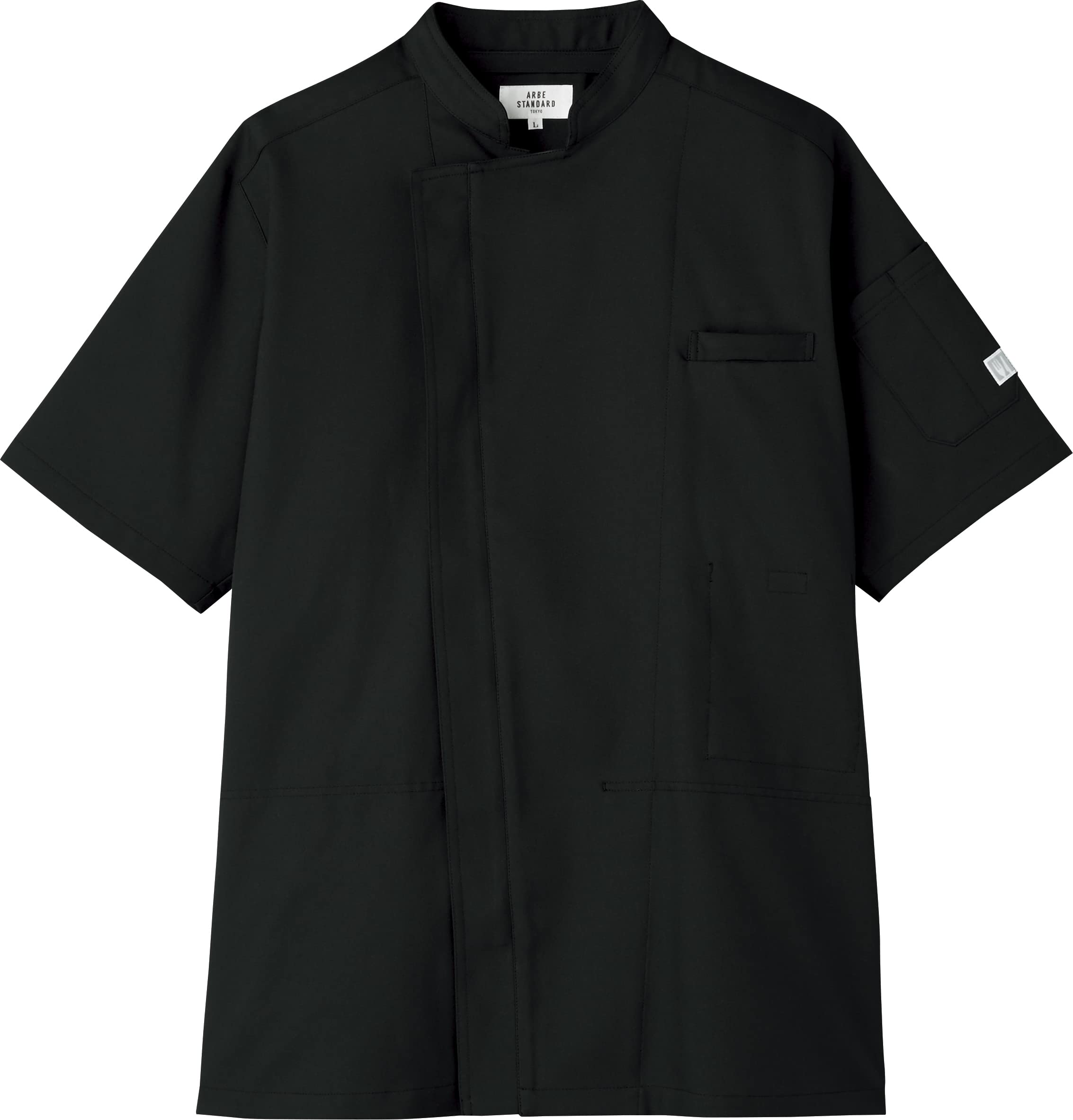 【全国送料無料】 [アルベ] 空調服 コックコート 男女兼用 S~5L 半袖 脇下メッシュ 涼しい 厨房 料理 白衣 飲食 KC8717 C-10 ブラック S