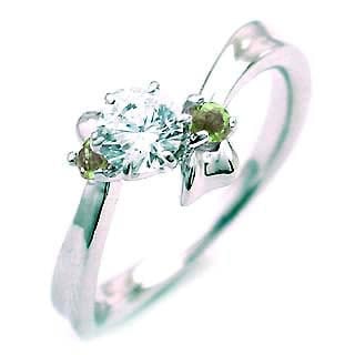 ( 8月誕生石 ) ペリドット Pt ダイヤリング（婚約指輪エンゲージリング）楽ギフ_包装02P26Mar16