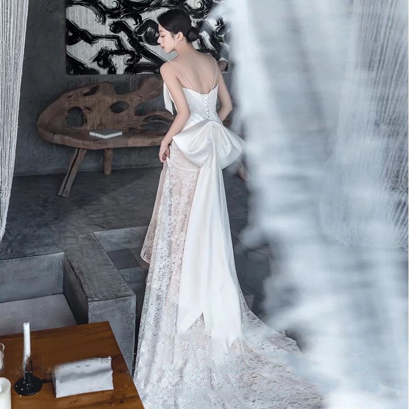 サスペンションライトウェディングドレス2025花嫁のウェディングドレス衣装ウェルカムドレステールスーパー