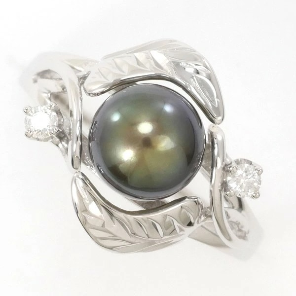 14K WG リング 指輪 9号 パール 約7mm ダイヤ 総重量約3.2g ジュエリー 中古