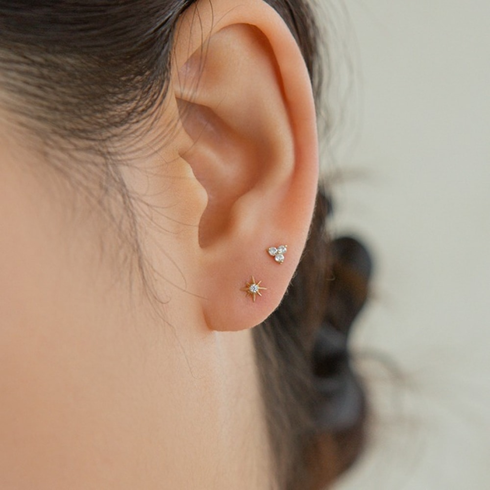 LUNNE 14k フラグメントキュービックピアス (14k ゴールド) S11