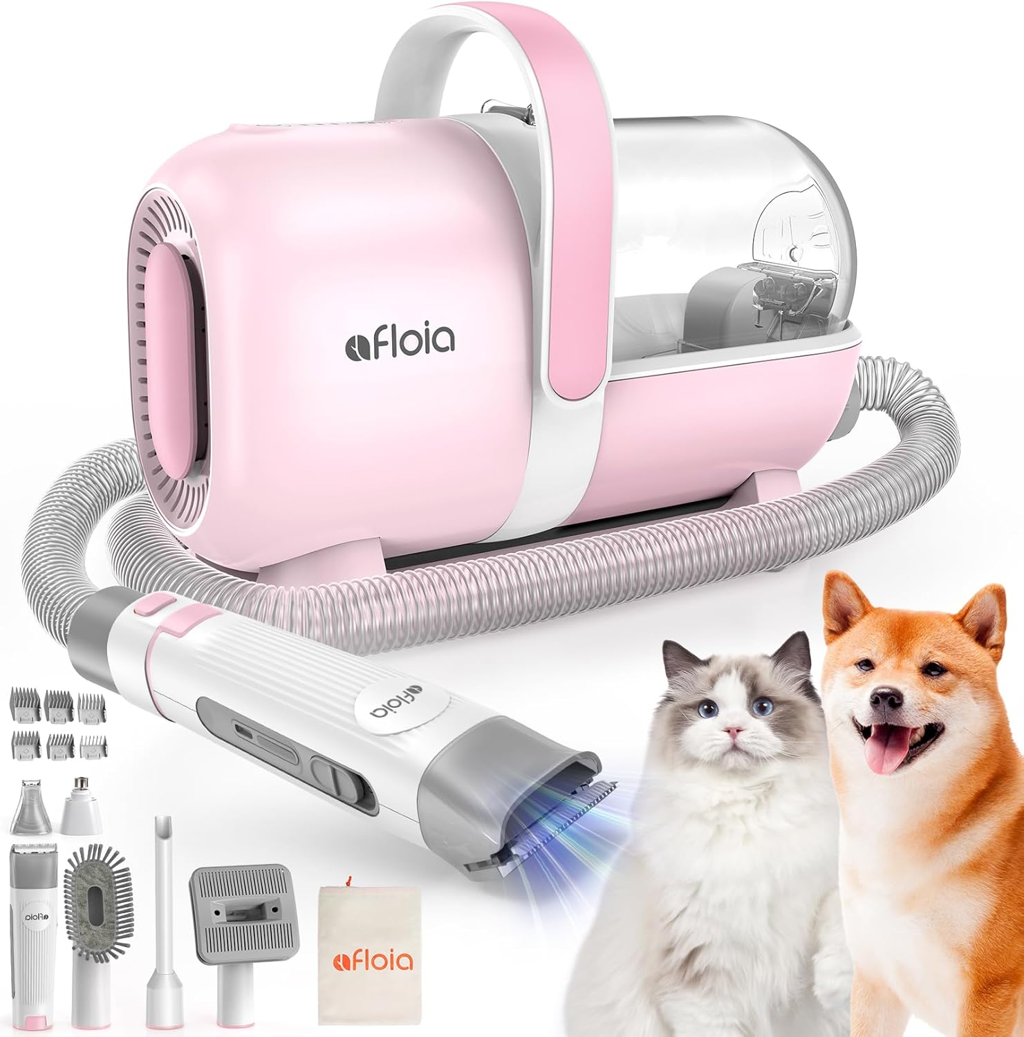 犬 バリカン ペット用バリカンセット換毛期対策 犬 猫用トリミングキット 多機能ペットグルーミング掃除機 大容量 低騒音 3段階吸引力 ピンク
