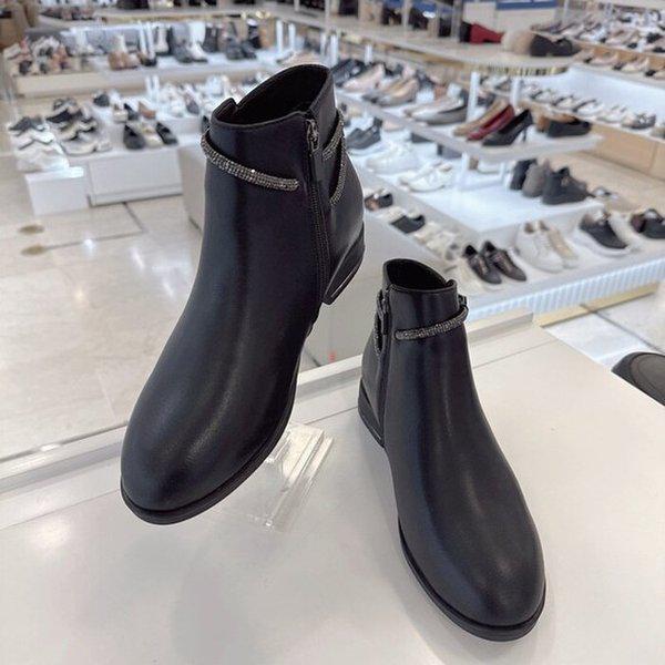 女性ストーンストラップポイントアンクルブーツ 322610 AA ブラック