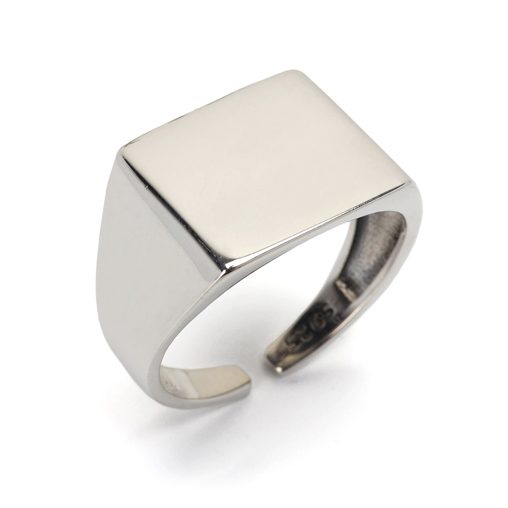 シルバー925 スクエア印台リング [cr669]