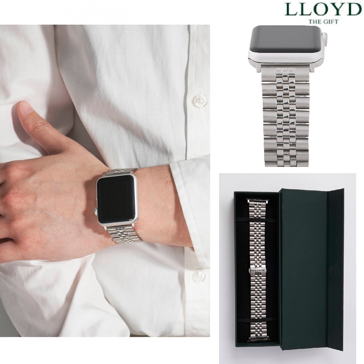 Luxury Jubilee Bracelet Silver Strap LL1T22300PSS [アップルウォッチ/ギャラクシー互換] アップルウォッチ スマートウォッチ メタルストラ
