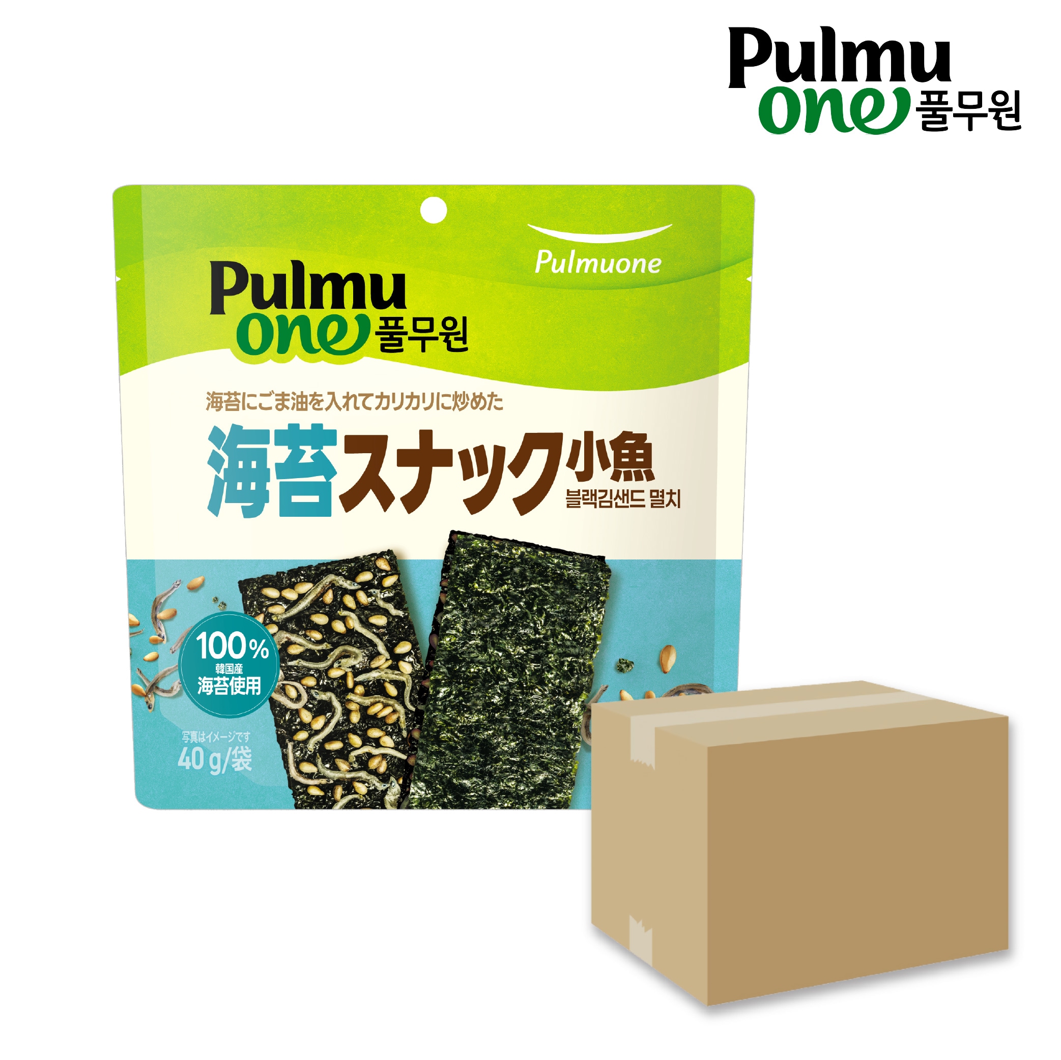 海苔 ｽﾅｯｸ 小魚 箱売り 20袋入り 40g / ブラックサンド 韓国のり お菓子