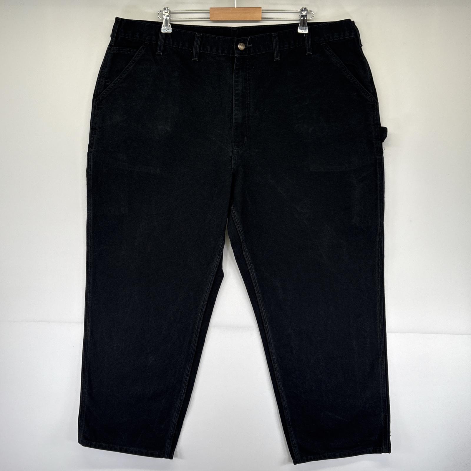 古着 ワークパンツ ダック地 ペインター ハンマーループ 作業着 ワンポイントロゴ w46 L30 ブラック メンズ