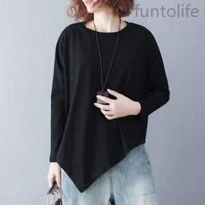 無地アシンメトリー長袖TシャツカットソーTシャツトップスレディース夏春夏服春服カジュアルおしゃれファッションママファッションシンプル