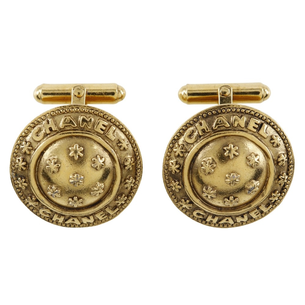 ロゴ フラワー ヴィンテージ カフス 金メッキ メンズ 中古品