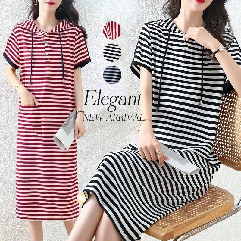 ワンピース 半袖 フード付き Tシャツミワンピース ミディアム丈 ゆったり カジュアル 女 通学 着痩せ 春夏 柔らかい 軽い レディース服 ルームウェア 膝丈 ファッション 薄手 ふんわ ロングワン