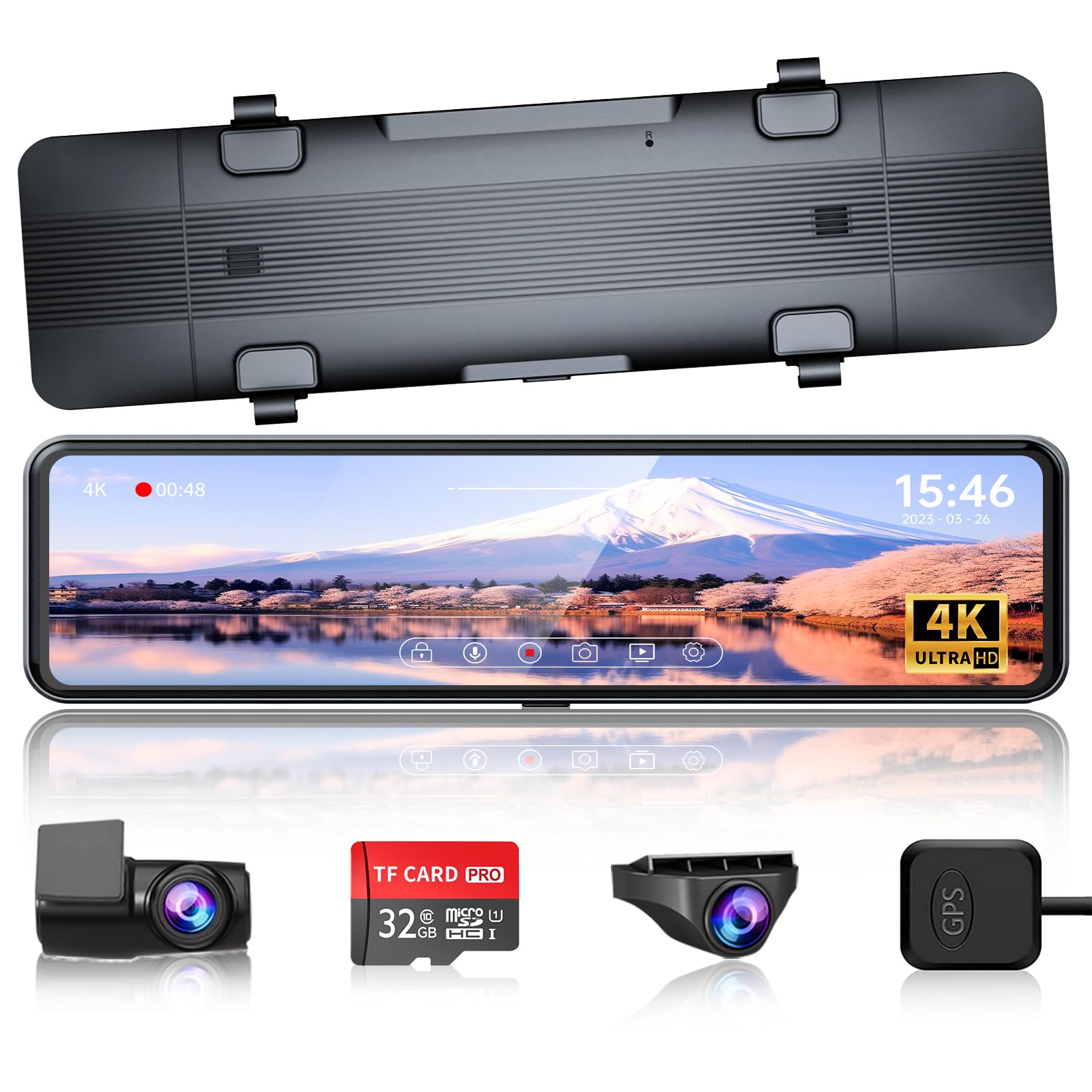 Changer ドライブレコーダー ミラー型 分離 4K 【フロントカメラ4K リアカメラ2.5K】 11インチ 前後カメラ完全分離式 GPS搭載 Type-C電源 フロントカメラは電源ケーブルから分