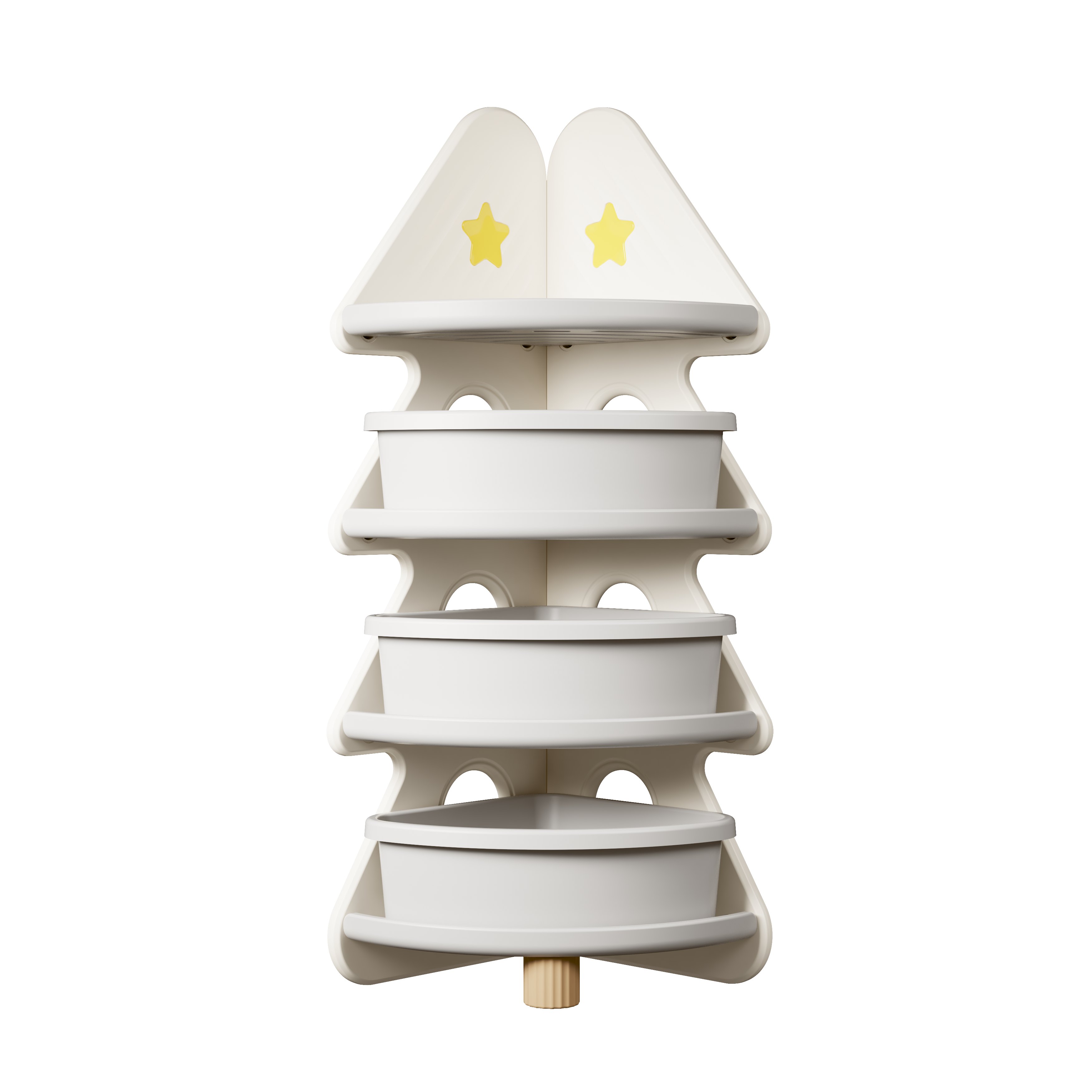 クリスマスツリー型 おもちゃ収納 絵本棚 大容量 キッズ 収納ラック 4階 　収納ボックス付き 子供　クリスマスプレゼント