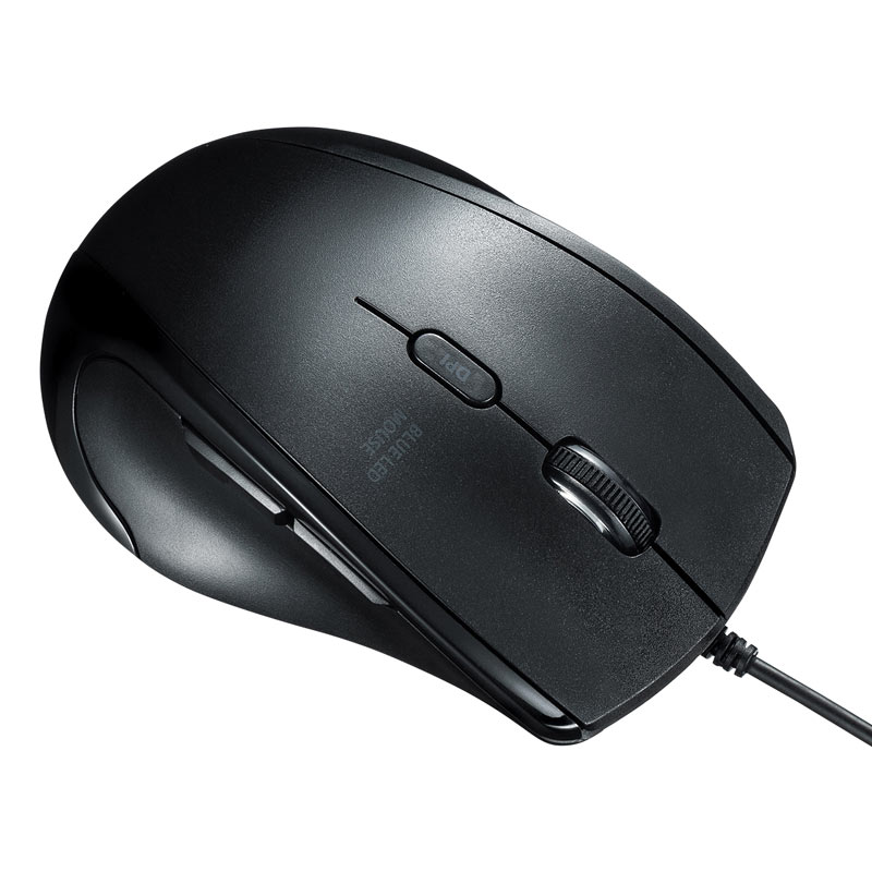（まとめ買い）静音有線ブルーLEDマウス 5ボタン 左手用 MA-BL165BK [x3]