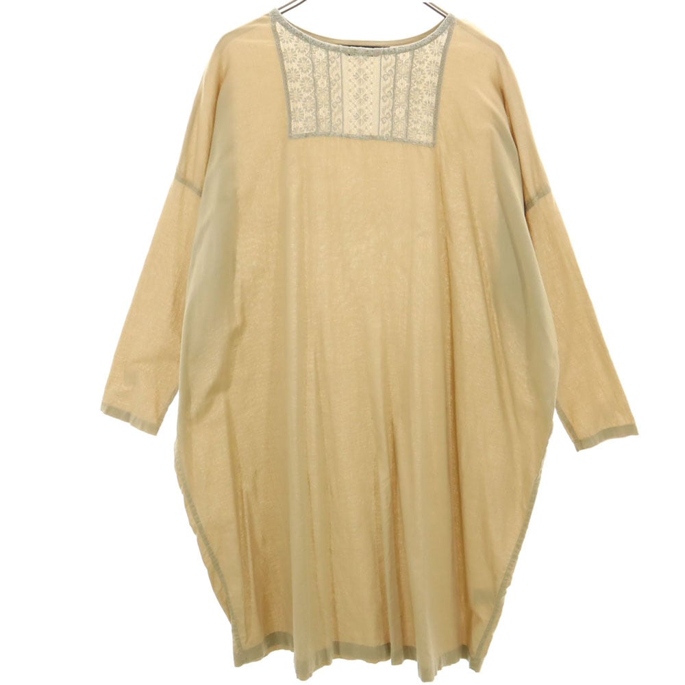 7分袖 ロングワンピース ブラウン レディース