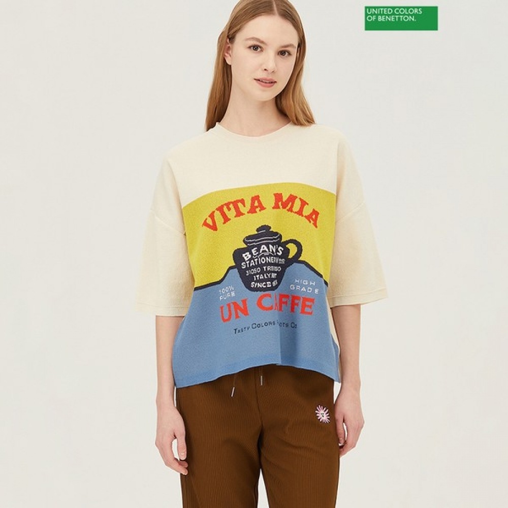 [ベネトン] ベネトンコーヒージャカードルーズフィットニット BAKPA2511