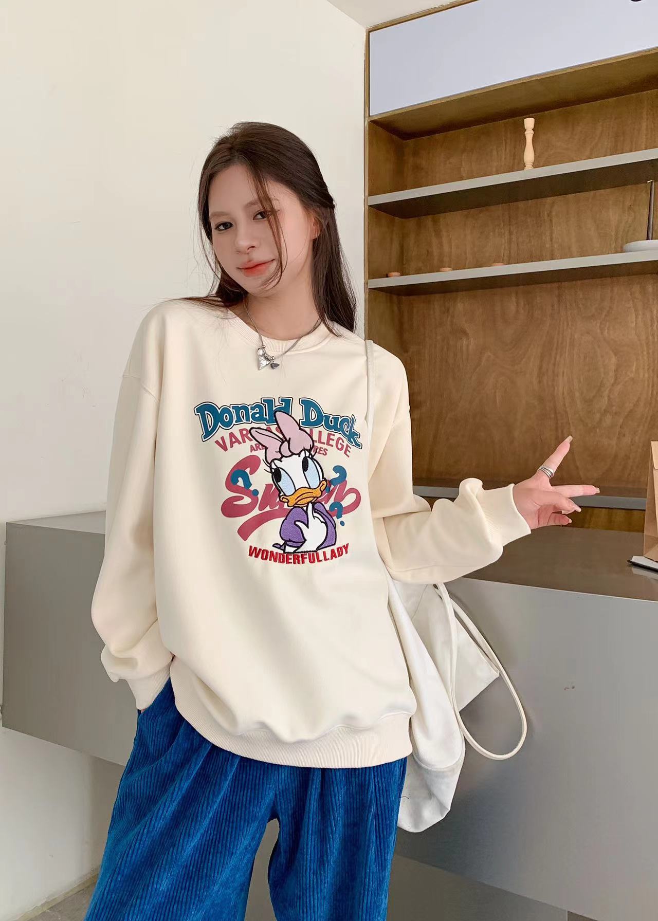 話題！ミッキーミッキー ミニー ドナルドダック デイジー スウェットシャツ ルーズジャケット トップス 刺繍 4,282円