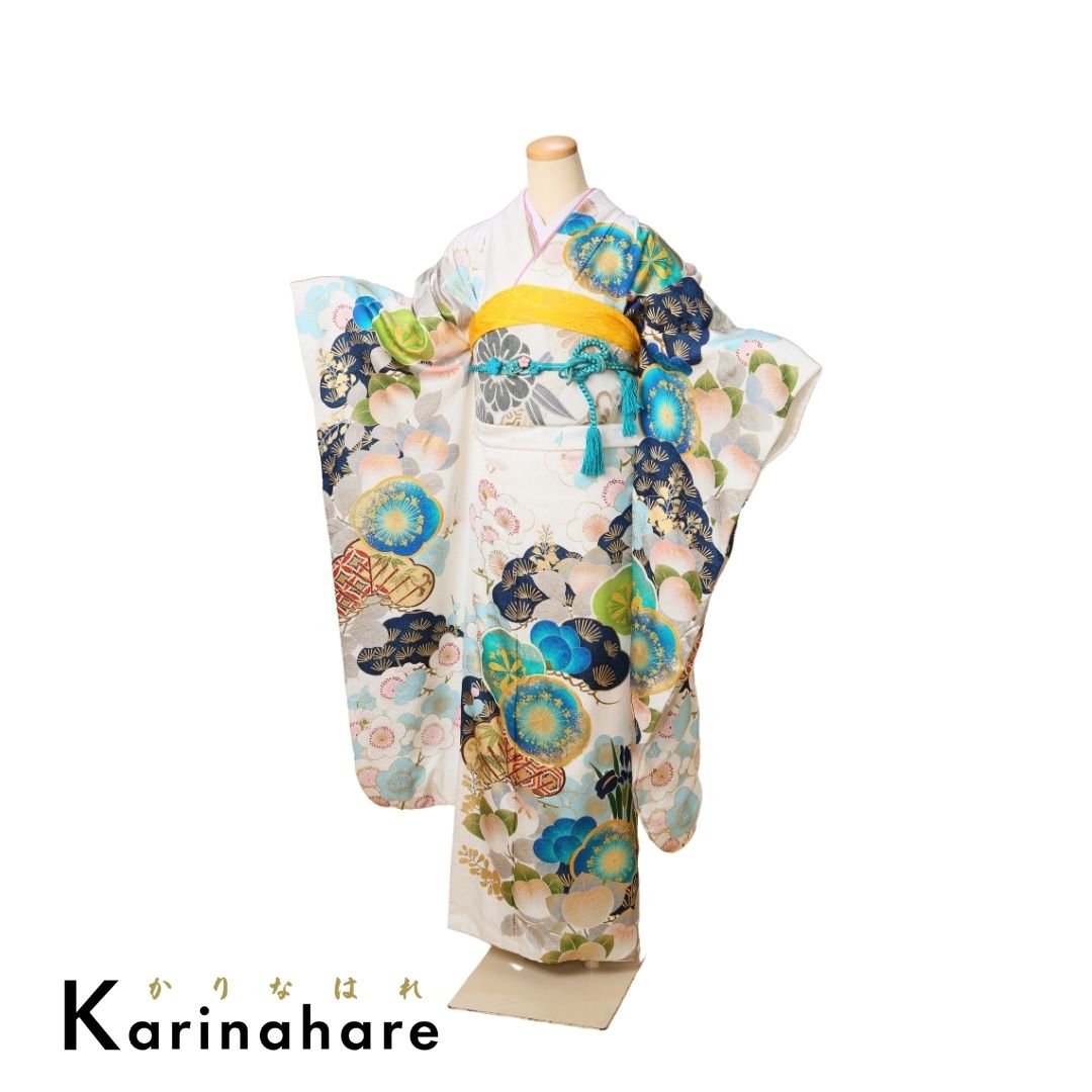 白に古典の柄を描きながら可愛い古典スタイル振袖セットF511-108