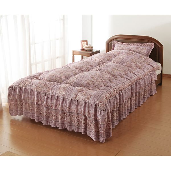 ファミリー・ライフ シルク混ダブルフリルベッド布団 ダブルピンク 同柄枕カバー付き(0304110) メーカー直送 9,226円