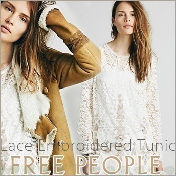 正規品FREE PEOPLE(フリーピープル)Lace Embroidered Tunic-総レース