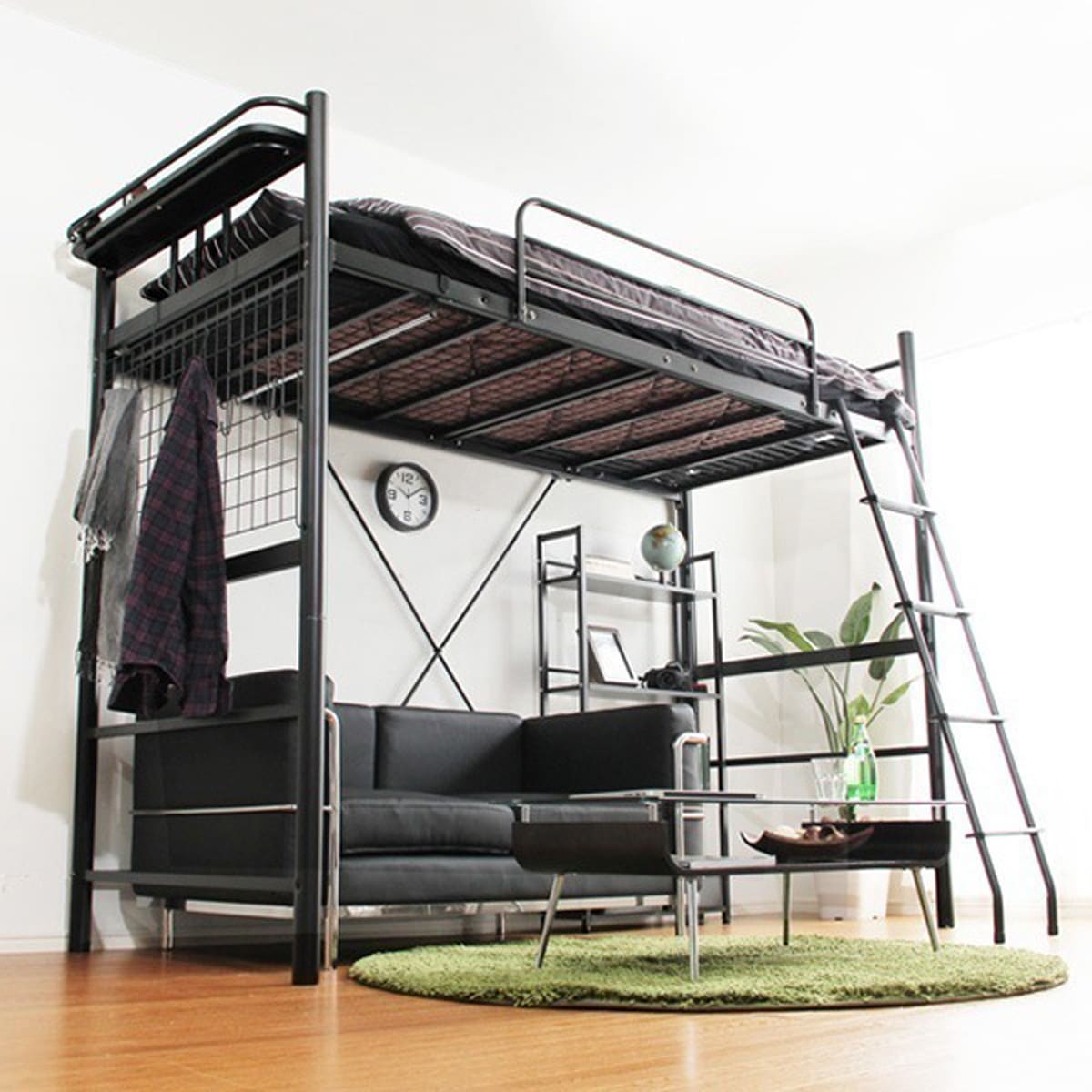 高さ調整可能！宮コンセント付き ロフトベッド パイプベッド シングル ロフト ベット ベッド