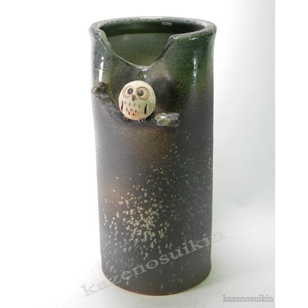 木のりふくろう傘立 （信楽焼き陶器傘立梅雨玄関収納M）