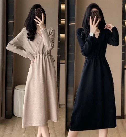 ニットワンピース 厚手 フリル 長袖 カットソー ワンピース ひざ丈 きれいめワンピ シンプル大きいサイズ レディース 秋冬 結婚式 きれいめ タイト フォーマル 大人 上品 チュニック one-pi