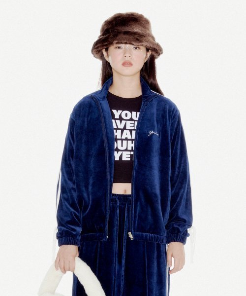 YOUHEE VELOUR TRACK TOP NAVY YHJKDC002NV