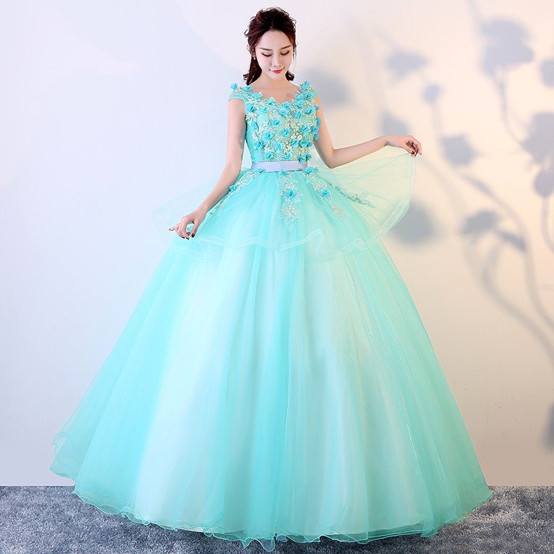 カラードレス 演奏会用 ロングドレス 安い コンサート パーティードレス 発表会 ウェディングカラードレス 二次会 プリンセス 結婚式 ステージ衣装 ブルー