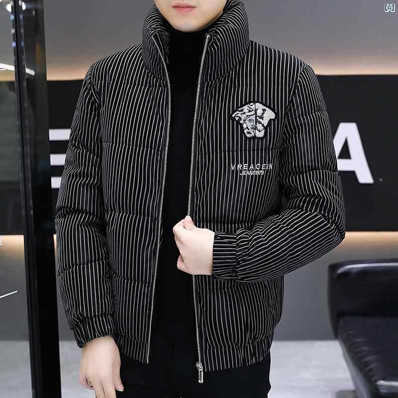 メンズ　ファッション　韓国ファッション　オシャレ　カジュアル　男性用　大歳 ライト 高級 美容 ヘッド コットン コート メンズジャケット 冬 ショート メンズ 厚く 暖かい 刺繍