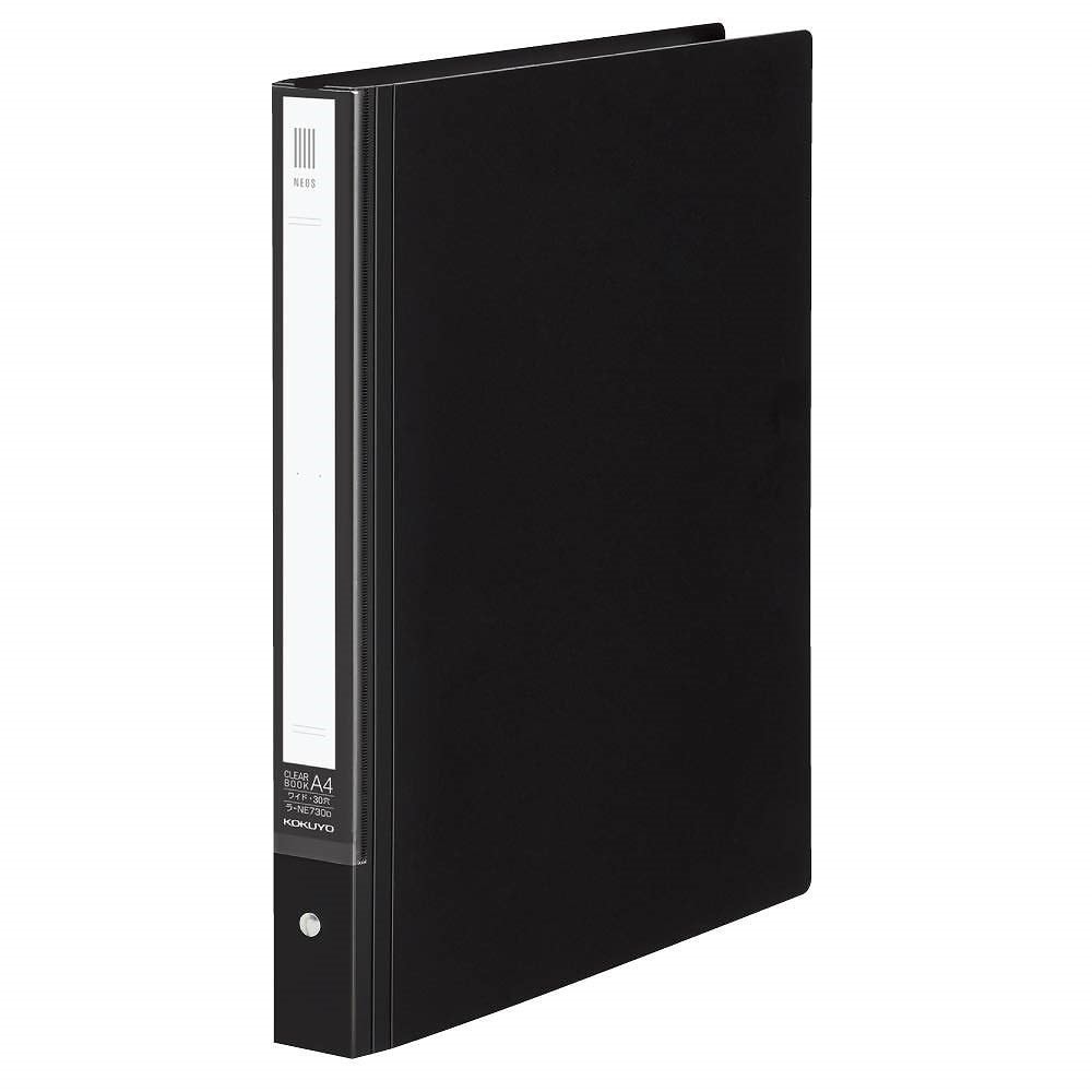 （まとめ買い）クリヤーブック NEOS 替紙式 A4 縦 ワイド 30穴 ブラック ラ-NE730D [x3]