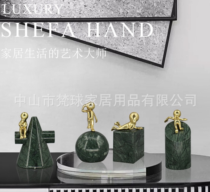 グリーンマーブル大理石　子供の置物セット　インテリア　小物　オブジェ 5,809円