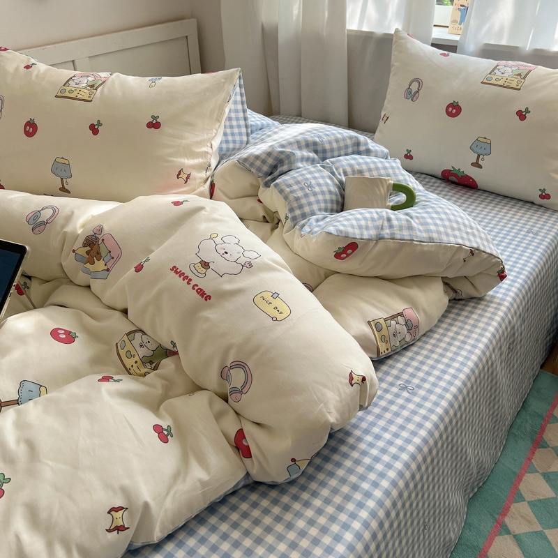 Ins風アニメ40本の純綿はお姫様風少女純綿四点セットの寮三点セットの寝具です