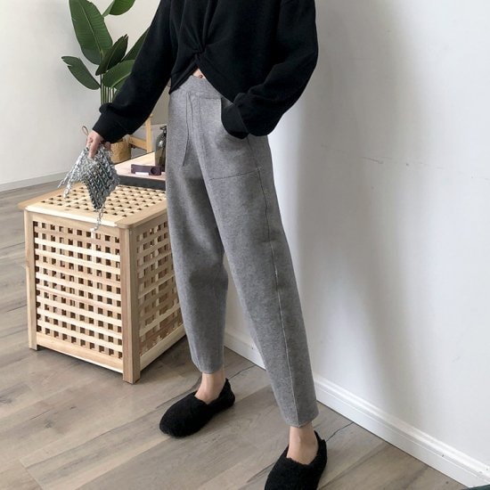 パンツ ニットパンツ レディース ボトムス ハイウエスト テーパード ハーレム パンツ 大きいサイズ スウェット パンツ 秋冬新作 秋 秋色 秋服 秋sale 韓国 パンツ ニットパンツ