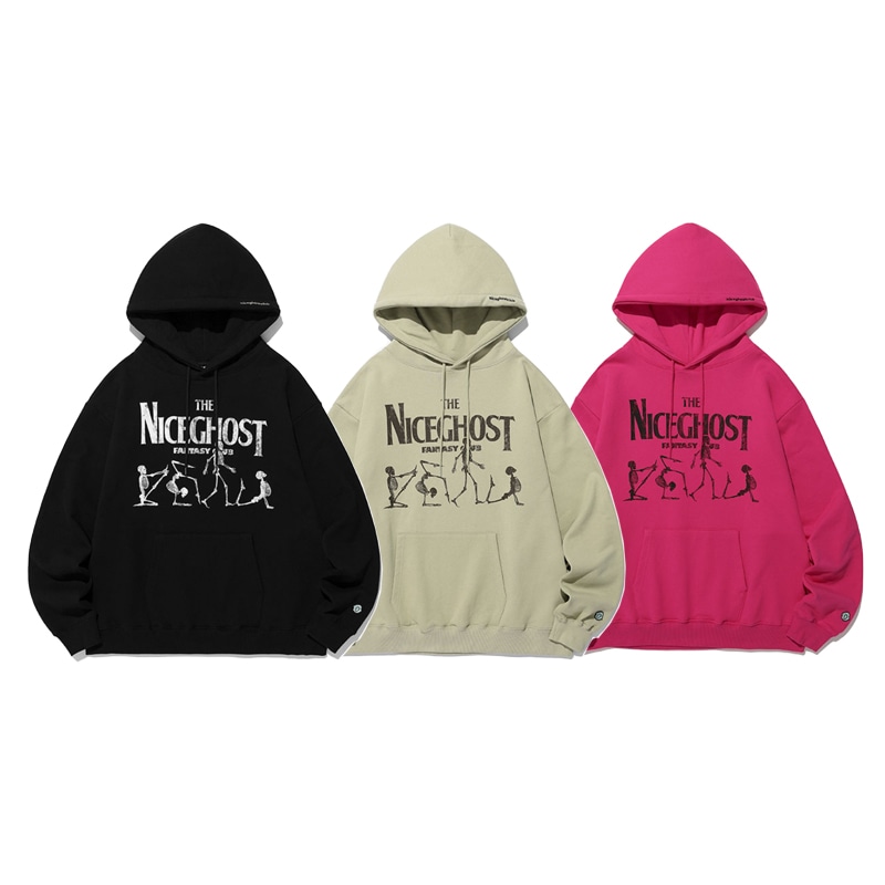 [NCT テイル 着用] NAMASTE SKELETON HOODIE 3色 韓国 アイドル レディース メンズ 秋 冬 オーバーサイズ