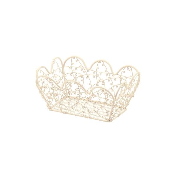 (まとめ) ワイヤーバスケット/収納カゴ (ラブリーアイボリー) 幅17×奥行12×高さ8cm 小物収納 (×120個セット)